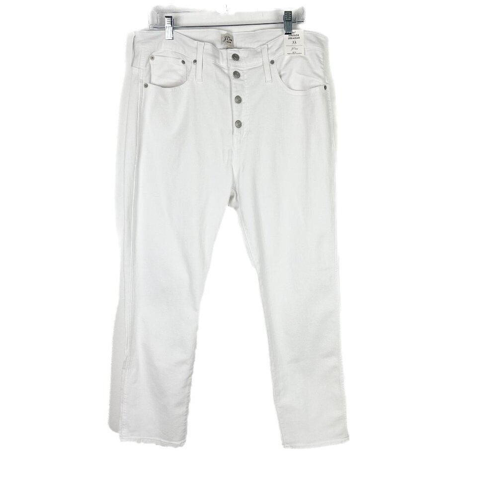 NWT J. Crew 10" Vintage Slim-Straight Jean in White Button Fly Size 33 NEW